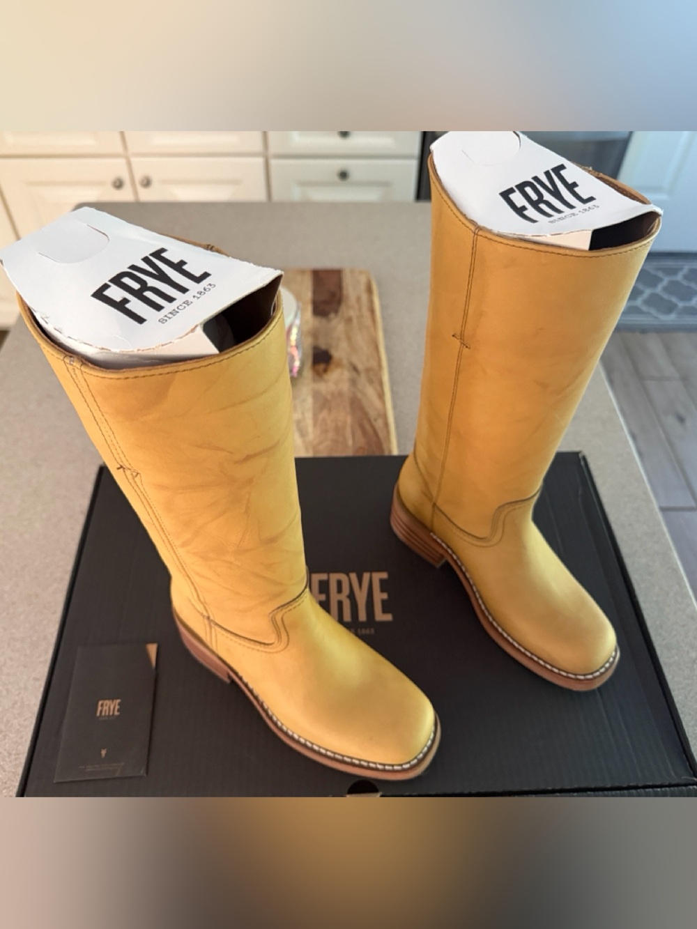 Guaranteed Authentic Frye Banana Leather Campus 14L Knee-High Boots NIB